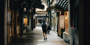 An alleyway in a foreign country.